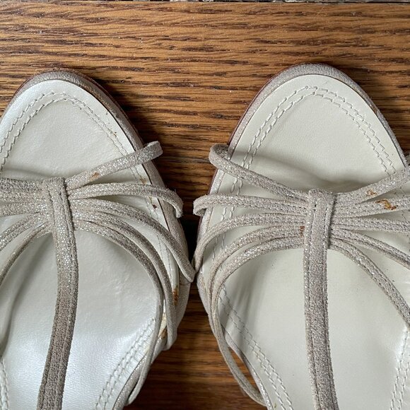 Ralph Lauren Purple Label Gold Suede Strappy Sandals, US 9 - Picture 10 of 16